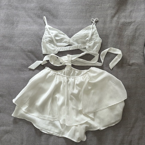 Lulus White Two-Piece Skort Bralette Set - Picture 2 of 3